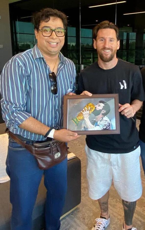 Satadru Dutta With Messi.